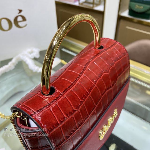 Chloe女包 克洛伊經典Aby lock鱷魚紋圓環鏈條手袋 Chole手提肩背斜挎包  jjh1346